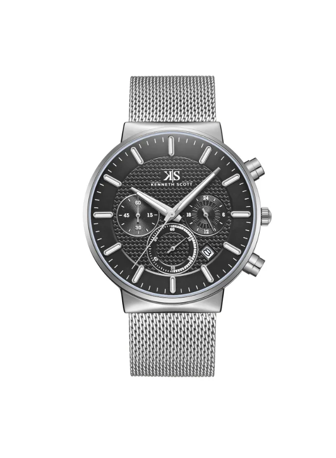 KENNETH SCOTT Men's Mesh Multi Function Watch K22133-SMSB - 41 mm
