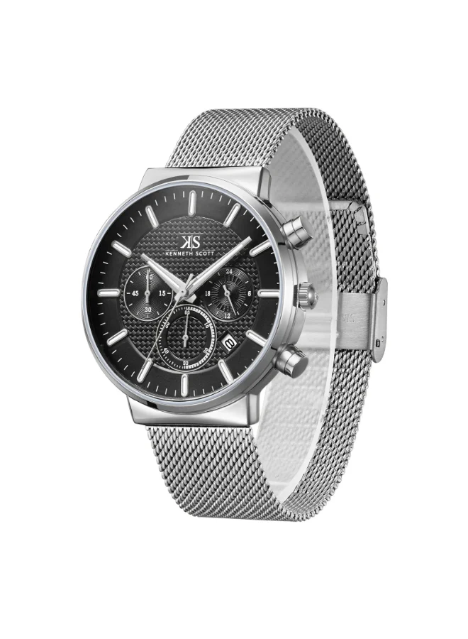 KENNETH SCOTT Men's Mesh Multi Function Watch K22133-SMSB - 41 mm