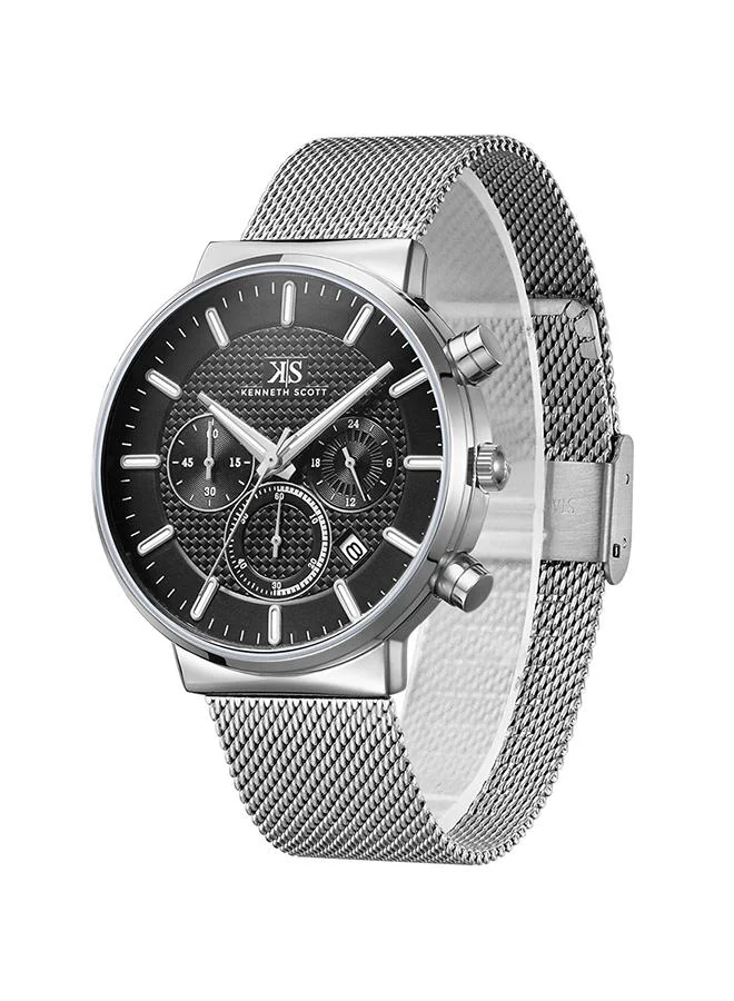 KENNETH SCOTT Kenneth Scott K22133-SMSB Men's Multi Function Display Watch & Mesh Strap Silver