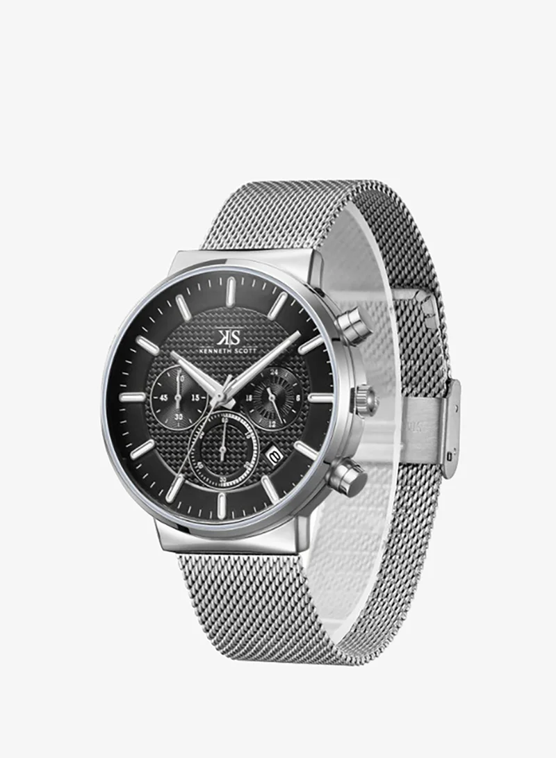 KENNETH SCOTT Men's Mesh Multi Function Watch K22133-SMSB - 41 mm