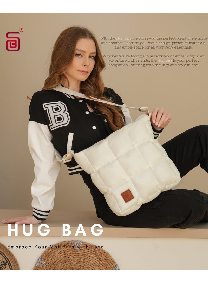 B.S COLLECTION Elegant and Practical BS Crossbody Bag with a Modern Design in off White. - Image 1