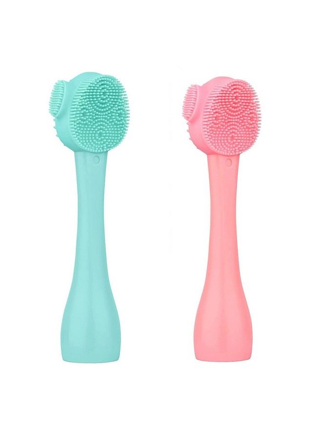 Syga Face Cleasing Brush Silicone Face Scrubber Exfoliating Wash Brush Flexible Nose Cleaning Cream Applicator Mask Collector Great For Face Clean Care And Make Upgreen&Pink2Pcs - Image 1