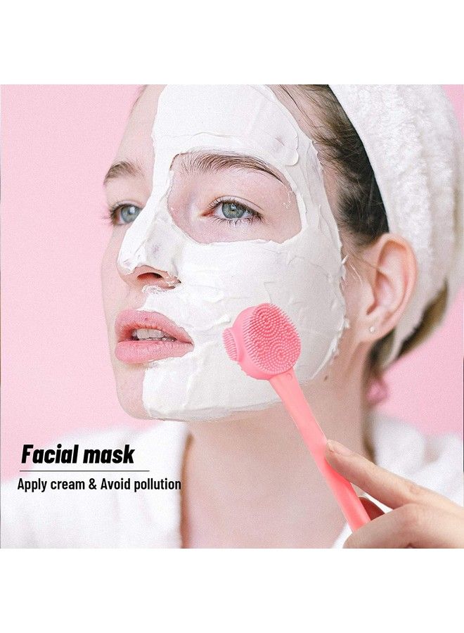 Syga Face Cleasing Brush Silicone Face Scrubber Exfoliating Wash Brush Flexible Nose Cleaning Cream Applicator Mask Collector Great For Face Clean Care And Make Upgreen&Pink2Pcs - Image 5