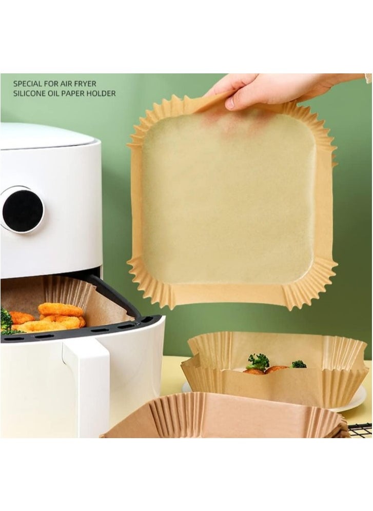 Generic - 50-Pack Square Parchment Paper Air Fryer Liners - Food-Grade Safe Baking and Roasting Liner for Microwave - Square Disposable Air Fryer Paper Bowl, Safe Liners for Air Fryers - Fits 16cm Fryer Baskets - Oil & Water Resistant Parchment Baking Paper - Image 1