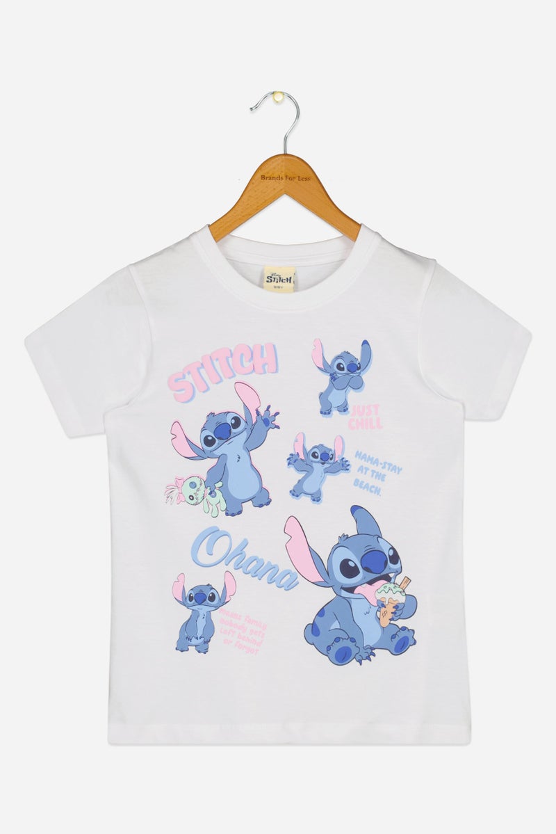 Disney Kids Boy Stitch Graphic Print Short Sleeve T-Shirt, White - Image 3