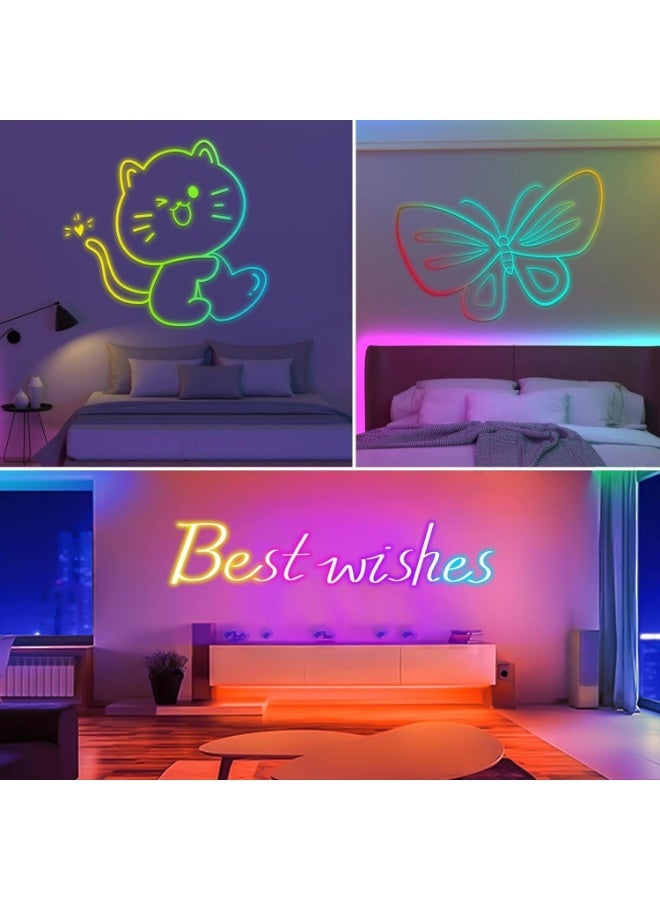 أضواء حبل نيون LED، تعمل بمنفذ USB، متزامنة مع الموسيقى، مرنة، تحكم بالتطبيق/ريموت، مقاومة للماء - Image 1