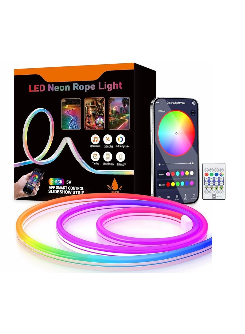 أضواء حبل نيون LED، تعمل بمنفذ USB، متزامنة مع الموسيقى، مرنة، تحكم بالتطبيق/ريموت، مقاومة للماء - Image 3