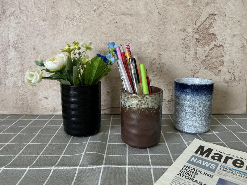 TOPYOKK Stoneware Coffee Bar Utensil Holder Tea & Coffee Spoon & Stirrer Holder for Stir Stick Straw Teaspoon Holder Spoon Cup Small Utensil Jar (Retro Rustic Brown) - Image 4