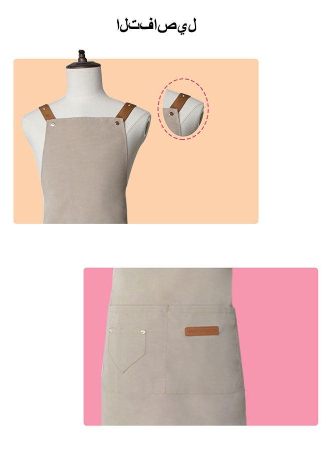 مريلة للجنسين مقاومة للماء والبقع مع أحزمة كتف قابلة للتعديل، 74 × 68 سم للطبخ والخبز والبستنة - Image 4