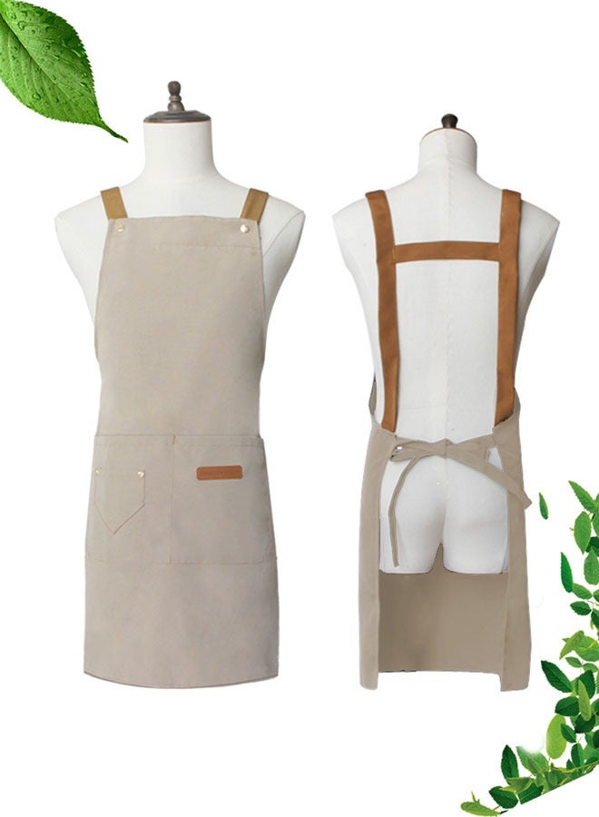 مريلة للجنسين مقاومة للماء والبقع مع أحزمة كتف قابلة للتعديل، 74 × 68 سم للطبخ والخبز والبستنة - Image 1