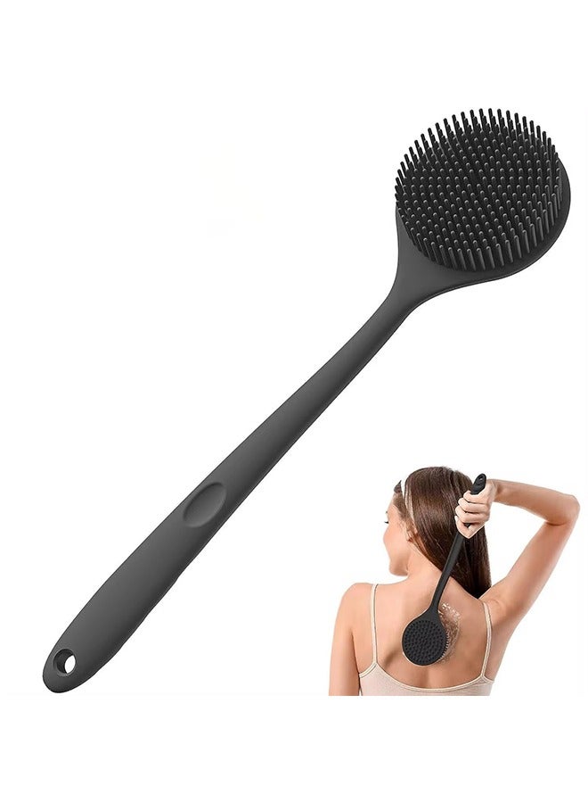 Silicone Back Brush,Long Handle Body Scrubber,for Deep Clean & Exfoliation,Shower Accessory for Men & Women(Black)  - Image 1