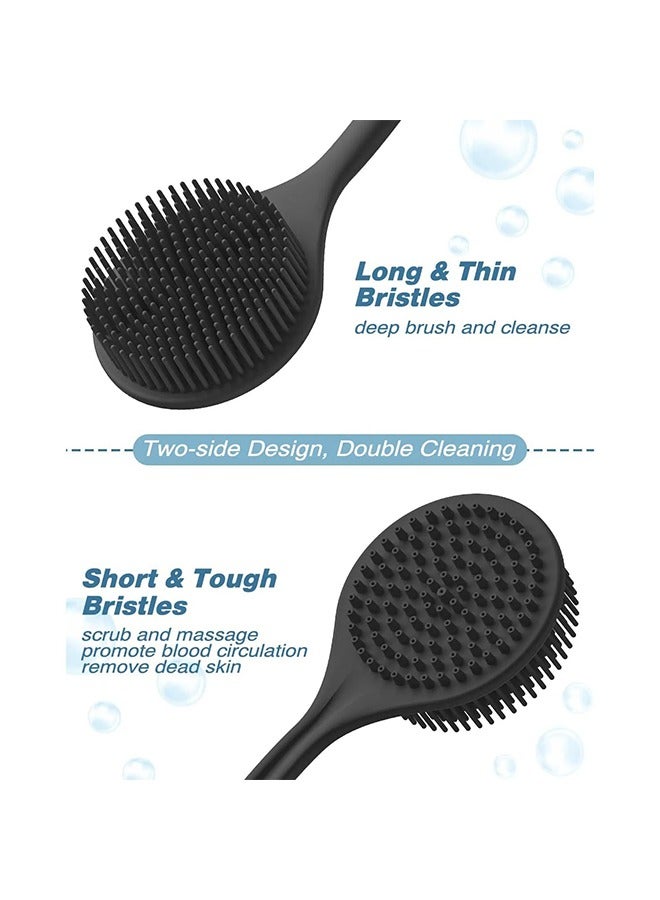 Silicone Back Brush,Long Handle Body Scrubber,for Deep Clean & Exfoliation,Shower Accessory for Men & Women(Black)  - Image 3