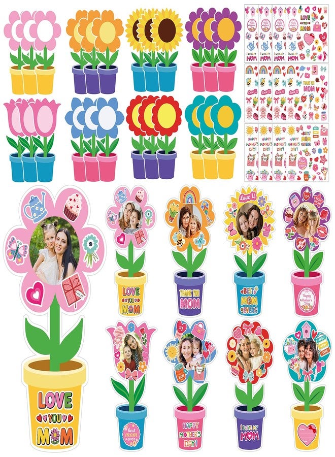 COCHIE 24 Packs Mother's Day Picture Frame Craft Kits for Kids DIY Spring Flower Craft Kits with Stickers Happy Mother's Day Crafts for Classroom Home Party Decor - Image 1