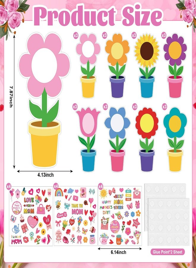 COCHIE 24 Packs Mother's Day Picture Frame Craft Kits for Kids DIY Spring Flower Craft Kits with Stickers Happy Mother's Day Crafts for Classroom Home Party Decor - Image 2
