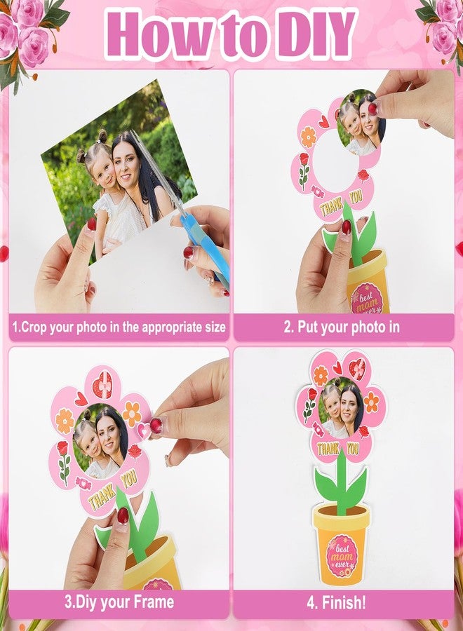 COCHIE 24 Packs Mother's Day Picture Frame Craft Kits for Kids DIY Spring Flower Craft Kits with Stickers Happy Mother's Day Crafts for Classroom Home Party Decor - Image 4