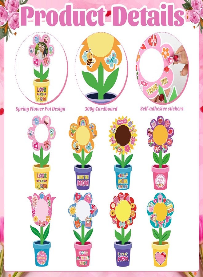COCHIE 24 Packs Mother's Day Picture Frame Craft Kits for Kids DIY Spring Flower Craft Kits with Stickers Happy Mother's Day Crafts for Classroom Home Party Decor - Image 3