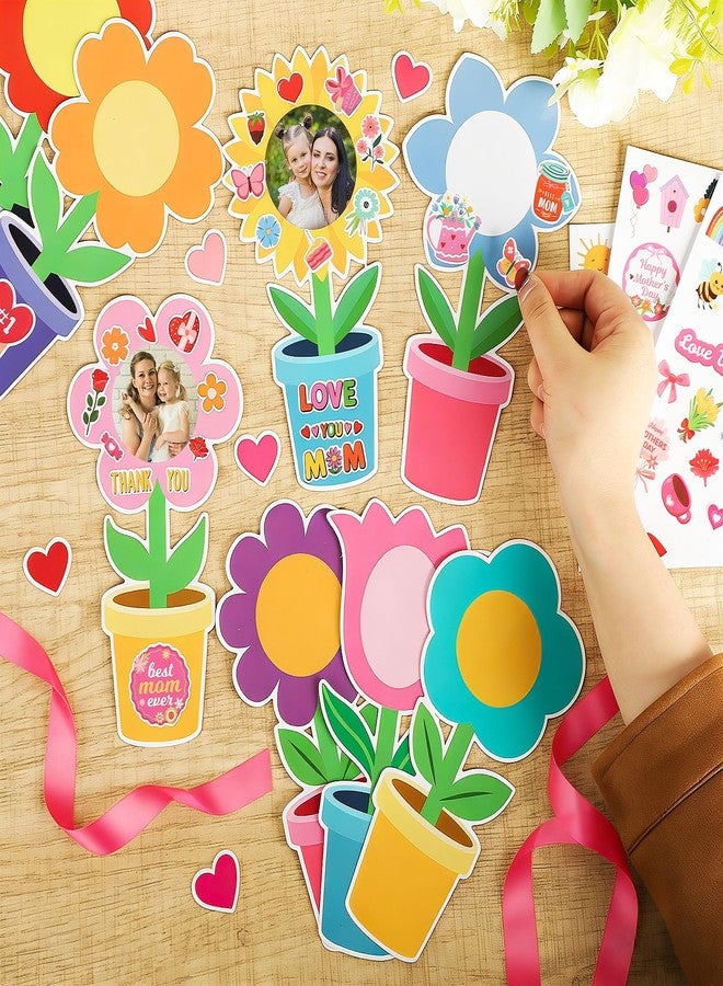 COCHIE 24 Packs Mother's Day Picture Frame Craft Kits for Kids DIY Spring Flower Craft Kits with Stickers Happy Mother's Day Crafts for Classroom Home Party Decor - Image 5