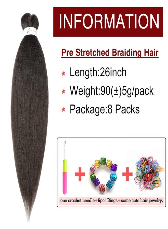 ShowCoco Pre-Stretched Braiding Hair 26''-8 Packs Synthetic Braiding Hair, Hair Extensions For Braids, Hot Water Setting Professional Soft Yaki Straight Texture (26Inch,#4) - Image 2