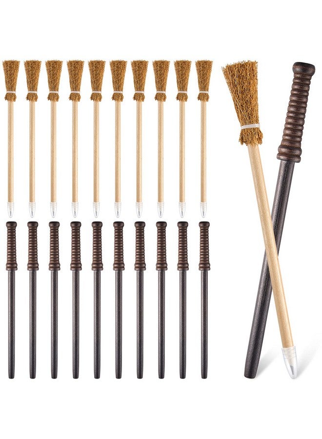 Chinco 10 Pieces Wand Pencils Party Supplies And10 Pieces Witch Broom Pencils, Wand Pencils Theme Birthday Goody Bag Filler Favors For Teen Kids Tween Boys Girls School Rewards - Image 1