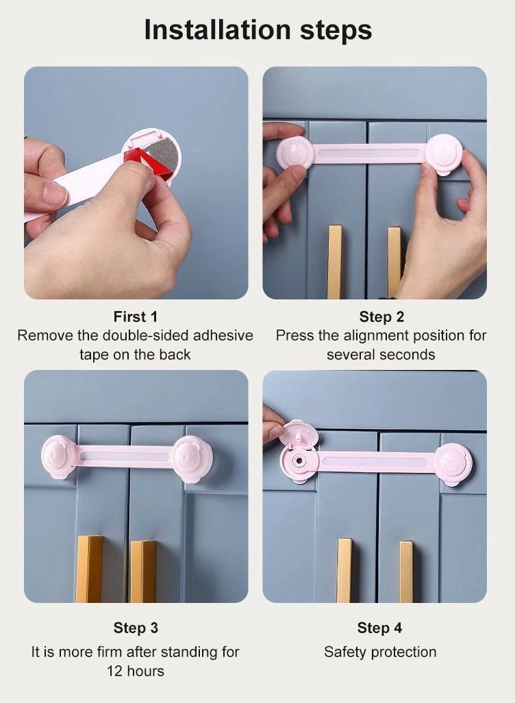 3Pc Drawer Lock Secure Lock Cabinet Door Anti-open Baby Protection Against Pinch Multi Color - Image 4