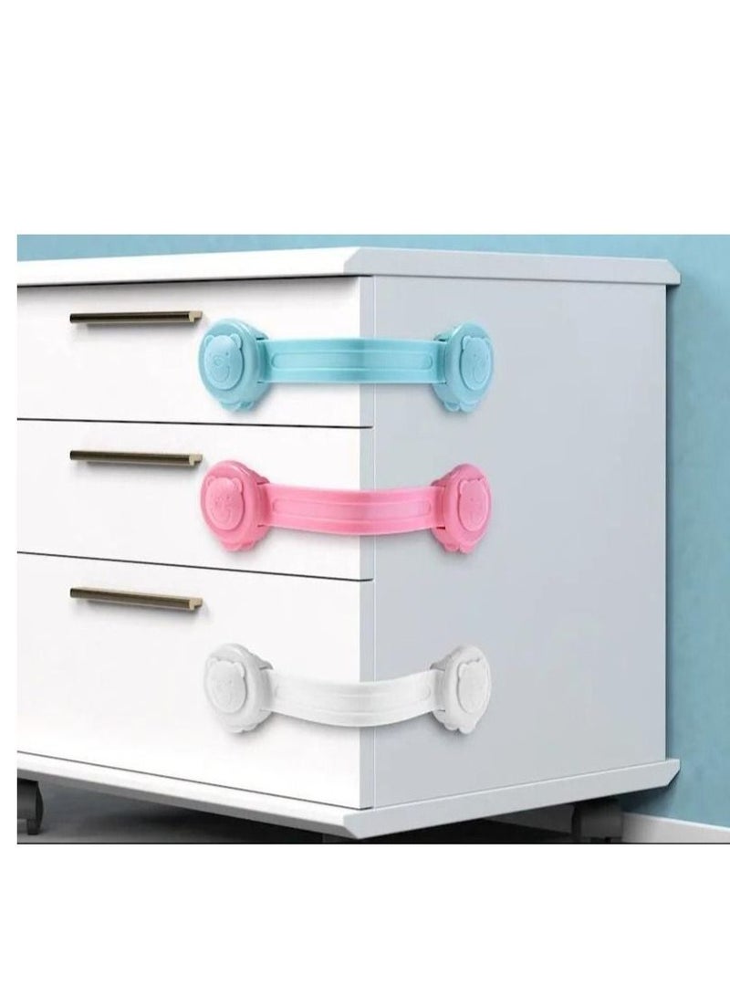 3Pc Drawer Lock Secure Lock Cabinet Door Anti-open Baby Protection Against Pinch Multi Color - Image 2
