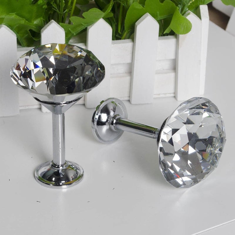 QZibeva 2 Piece Shiny Clear Diamond Crystal Goblet Shape Curtain Holdbacks Gloss Silver - Image 2