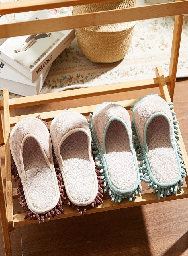Jecery 2 Pairs Microfiber Cleaning Mop Slippers for Floor Cleaning House Mop Shoes Men and Women Washable Unisex Dusting Slippers Dirt Tool Supplies(Medium,Green, Coffee) - Image 4