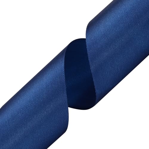 Nsilu 2 inch Deep Blue Satin Ribbon 50 Yards Solid Fabric Ribbons Roll for Gift Wrapping, Satin Weddings,Flower Bouquet, Invitations,Sewing,Party Decorations, Holiday Decorating and More - Image 2