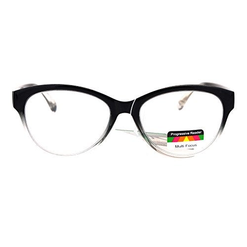 SA106 Cat Eye Multi 3 Focus Progressive Reading Glasses Black Clear +1.5 - Image 1