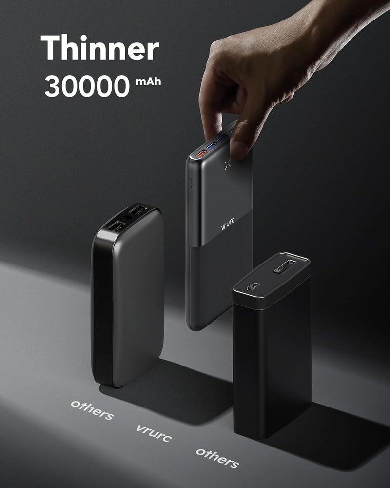 VRURC Power bank 30000mAh, PD 20W Portable Charger Fast Charging, USB C Slim Powerbank With 4 Outputs & 3 Inputs Compatible with iPhone 16 15 14 13 12 Pro Max iPad Samsung Huawei Tablet and More - Image 4