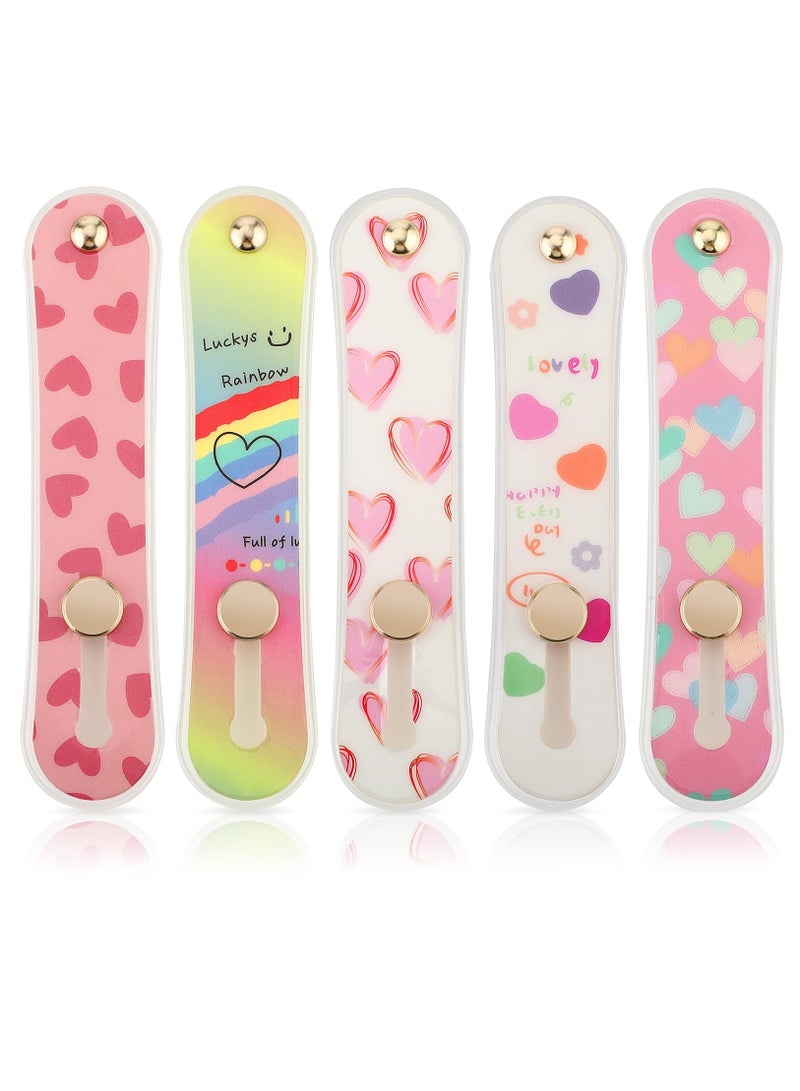 Excefore Cell Phone Grips, 5 Pieces Telescopic Phone Strap Grip Holder Silicone Mobile Phone Universal Finger Strap Stand, Non-Slip Phone Brackets Belt Portable Finger Kickstand for Smartphones - Image 1