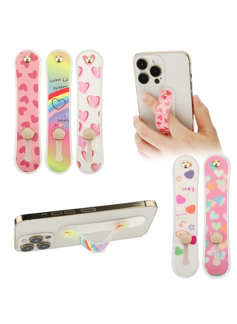 Excefore Cell Phone Grips, 5 Pieces Telescopic Phone Strap Grip Holder Silicone Mobile Phone Universal Finger Strap Stand, Non-Slip Phone Brackets Belt Portable Finger Kickstand for Smartphones - Image 2