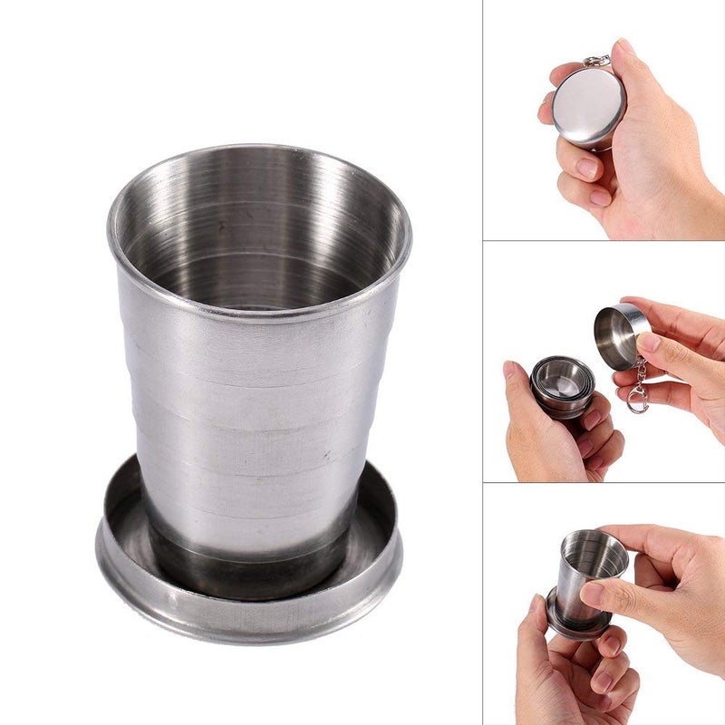 Gladnes Outdoor Folded Cups Collapsible Water Beer Glass Stainless Steel Portable Travel Folding MugCamping Water GlassCollapsible Shot Glass1pcs250ml  - Image 4
