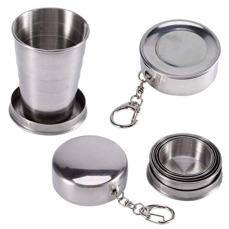 Gladnes Outdoor Folded Cups Collapsible Water Beer Glass Stainless Steel Portable Travel Folding MugCamping Water GlassCollapsible Shot Glass1pcs250ml  - Image 1