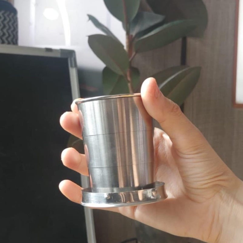 Gladnes Outdoor Folded Cups Collapsible Water Beer Glass Stainless Steel Portable Travel Folding MugCamping Water GlassCollapsible Shot Glass1pcs250ml  - Image 2