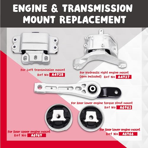 QRYIPPDM Engine Motor and Transmission Mount Kit Compatible with 2005-2018 Jetta 2.5L L5 Rabbit 2006-2009 L5 2.5L 5PCS 10012 9283 9245 9260 9263 A4928 A6969 A6966 A4927 A6962 - Image 2