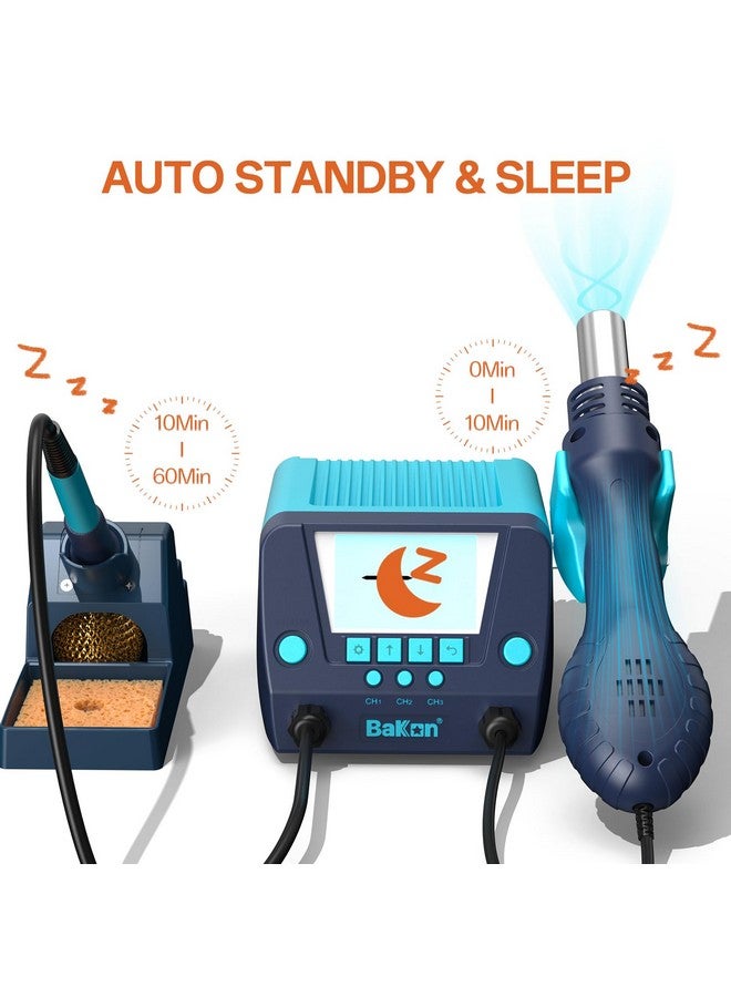 BAKON 882 2-In-1 SMD Hot Air Rework and Soldering Station with LCD Display,°F /°C,Auto Sleep & Standby,Digital Correction, Solder Wire, Tips,Tweezers, Nozzles,Solder Sucker - Image 2