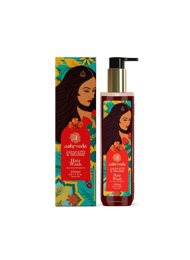 Ashpveda Japapatti & Brahmi Ayurvedic Hair Wash Shampoo for Dry Scalp & Repairing Damaged Hair (200 ml) - Image 1