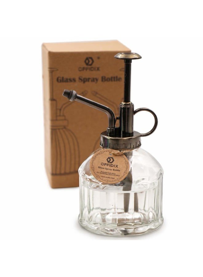 OFFIDIX Transparent Glass Watering Spray Bottle,Plant Mister with Plastic Bronze Plastic Top Pump, Glass Small Watering Can for Indoor Potted Plant, Outdoor Indoor Garden, Plants, Cleaning Solutions - Image 1