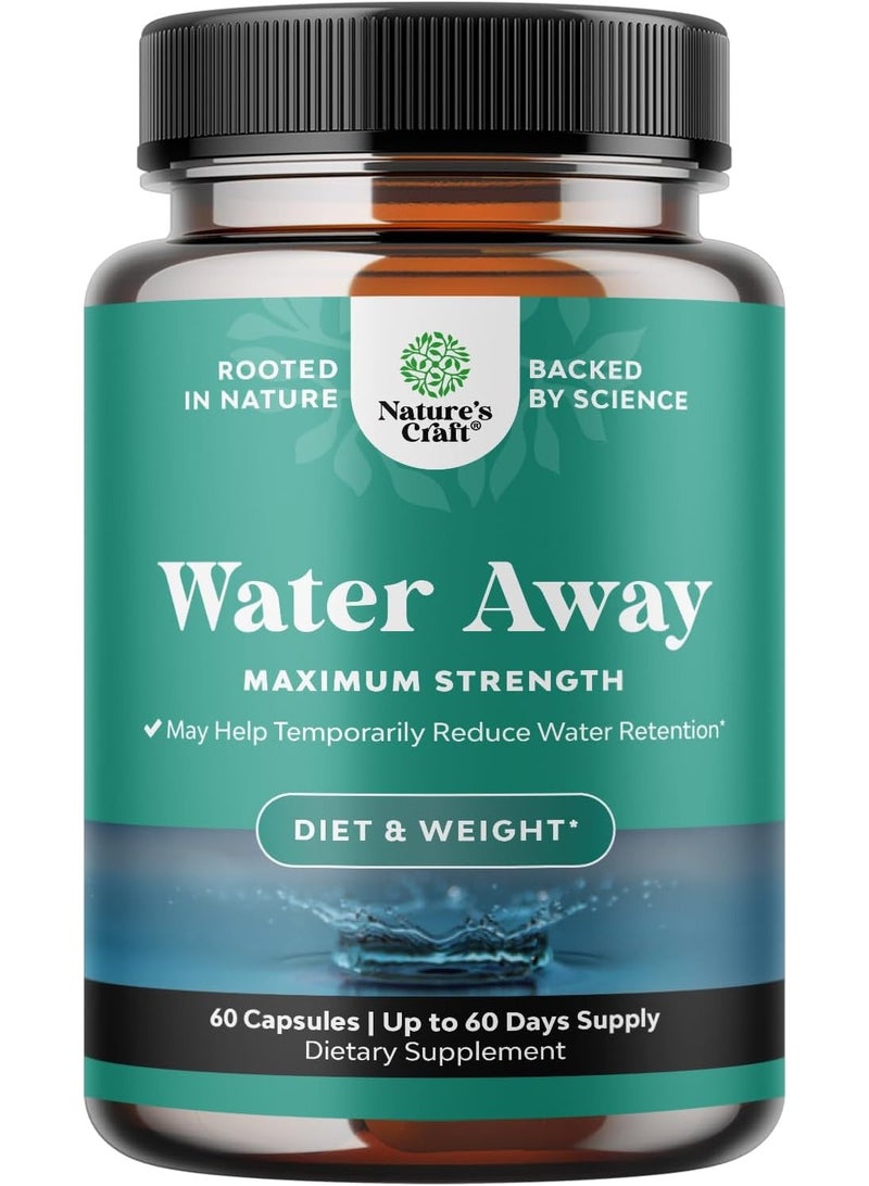 Nature Bound Water Away Supplement for Fast Bloating and Swelling Relief Pure Natural Diuretic Pills Reduce Water Retention Support Weight Loss Boost Energy Levels  - Image 1