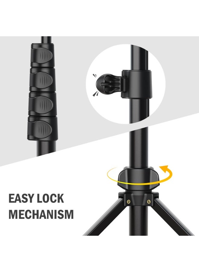 64 inch Tripod for Mobile Phone and Camera with Remote Control and Phone Holder, Compatible with iPhone, Android and Camera, Aluminum Alloy and Stainless Steel, Black - Image 5
