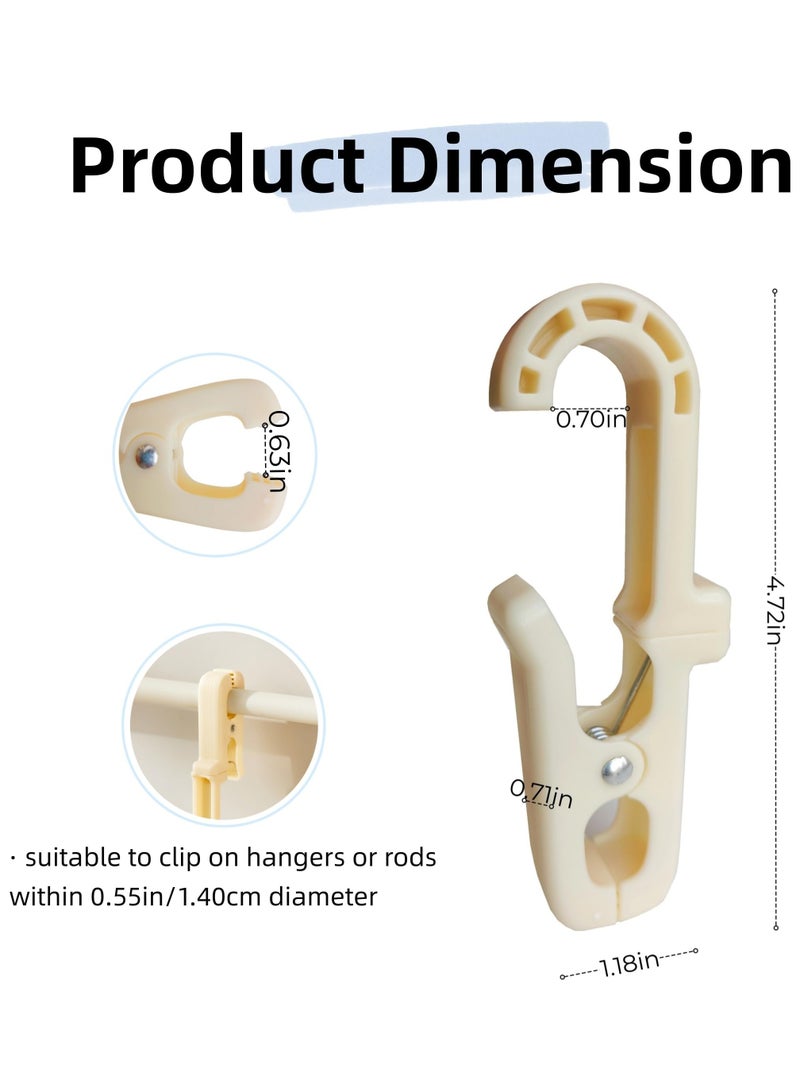 Excefore Large Laundry Hooks with Rotating Clips, 8 Pcs Plastic Large Laundry Hooks, Curtain Hooks with Clips, Portable Clothes Sock Pins, Hanger Closet Organizer Clamps for Home Kitchen Travel Outdoor - Image 3