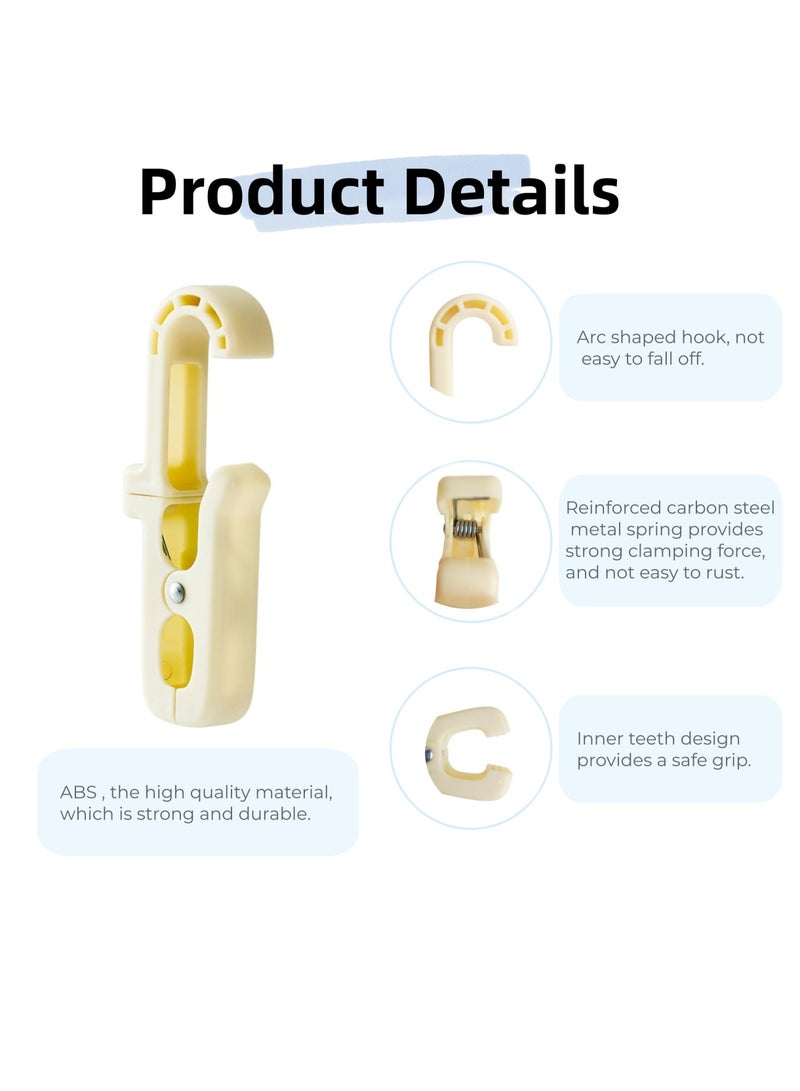 Excefore Large Laundry Hooks with Rotating Clips, 8 Pcs Plastic Large Laundry Hooks, Curtain Hooks with Clips, Portable Clothes Sock Pins, Hanger Closet Organizer Clamps for Home Kitchen Travel Outdoor - Image 4