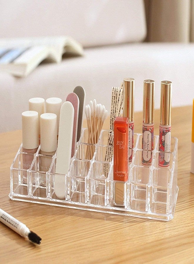 LARYNX 24 Grid Acrylic Makeup Organizer Desk, Multipurpose Makeup Display Stand For Makeup Brushes, Lipstick Pencil, Mascara Brush, Hair Combs and Jewelry Storage - Image 2