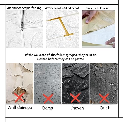 Greymond 3D Wall Panels Peel and Stick in Grey White，20 PCS XPE Foam 3D Wallpaper, Faux Brick Wall Panels for Bedroom, Stairs, Kitchen - Image 3