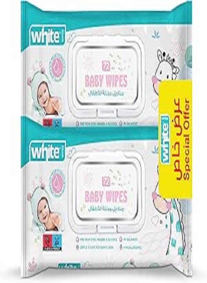 White WHITE WIPES BABY 72 PCS 1+1