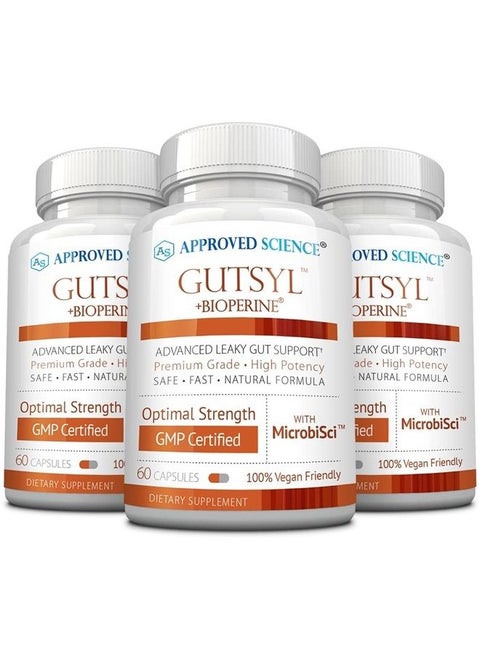 ® Gutsyl- Leaky Gut Supplement- Protect GI Tract with Aloe Vera, Marshmallow Root, Licorice, and Slippery Elm- Contains Prebiotic and BioPerine- 3 Month Supply- 100% Vegan
