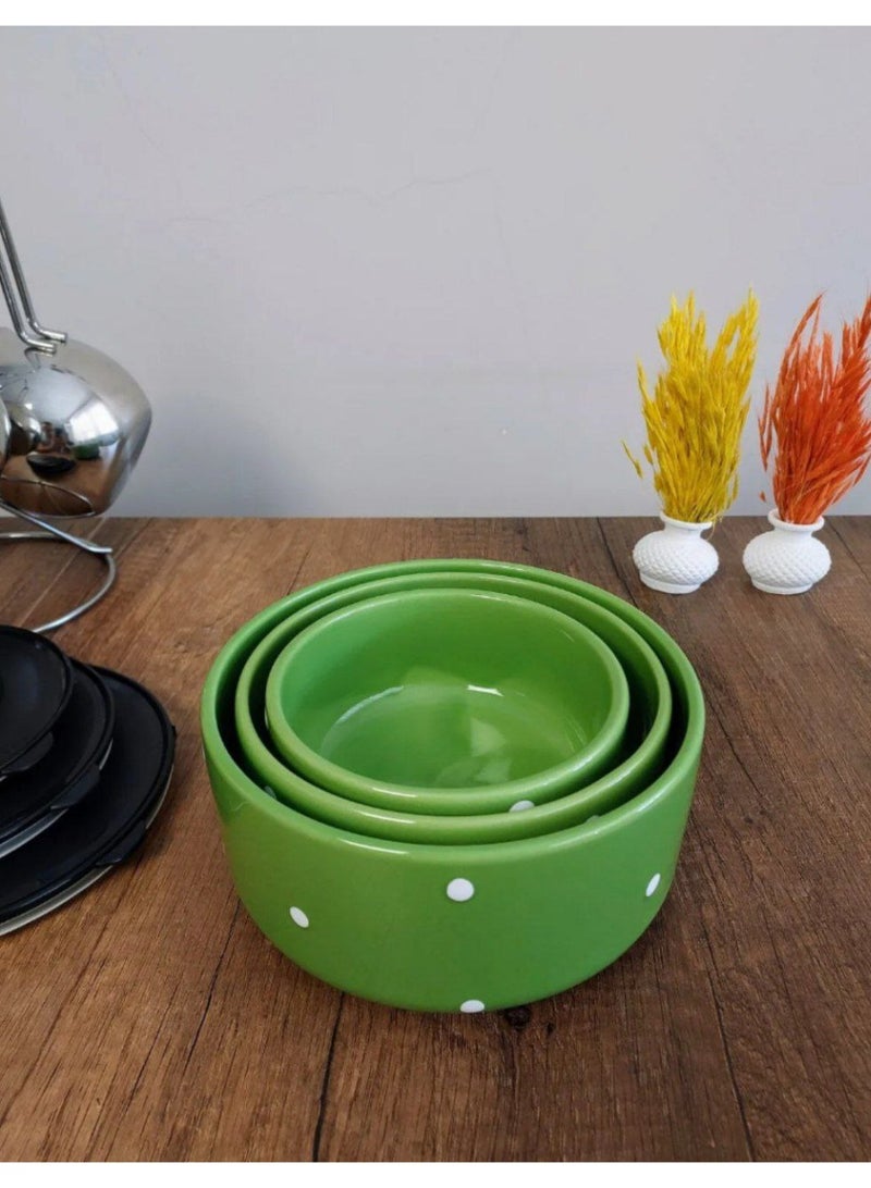 3-piece thermal porcelain casserole set with multi-colored lid - Image 5