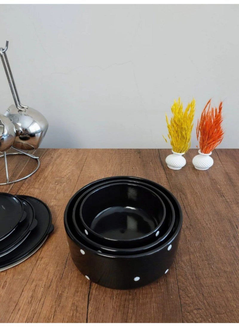 3-piece thermal porcelain casserole set with multi-colored lid - Image 4