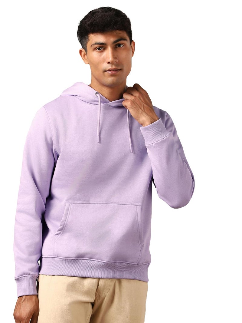 NOBERO Elegant Unisex Digital Lavender Cotton Solid Plain Hoody Sports Winter Gym Workout Running Travel Trekking Hooded Sweatshirts and Hoodies for Unisex Cotton Winter Casual Wear Without Zipper-3XL - Image 1